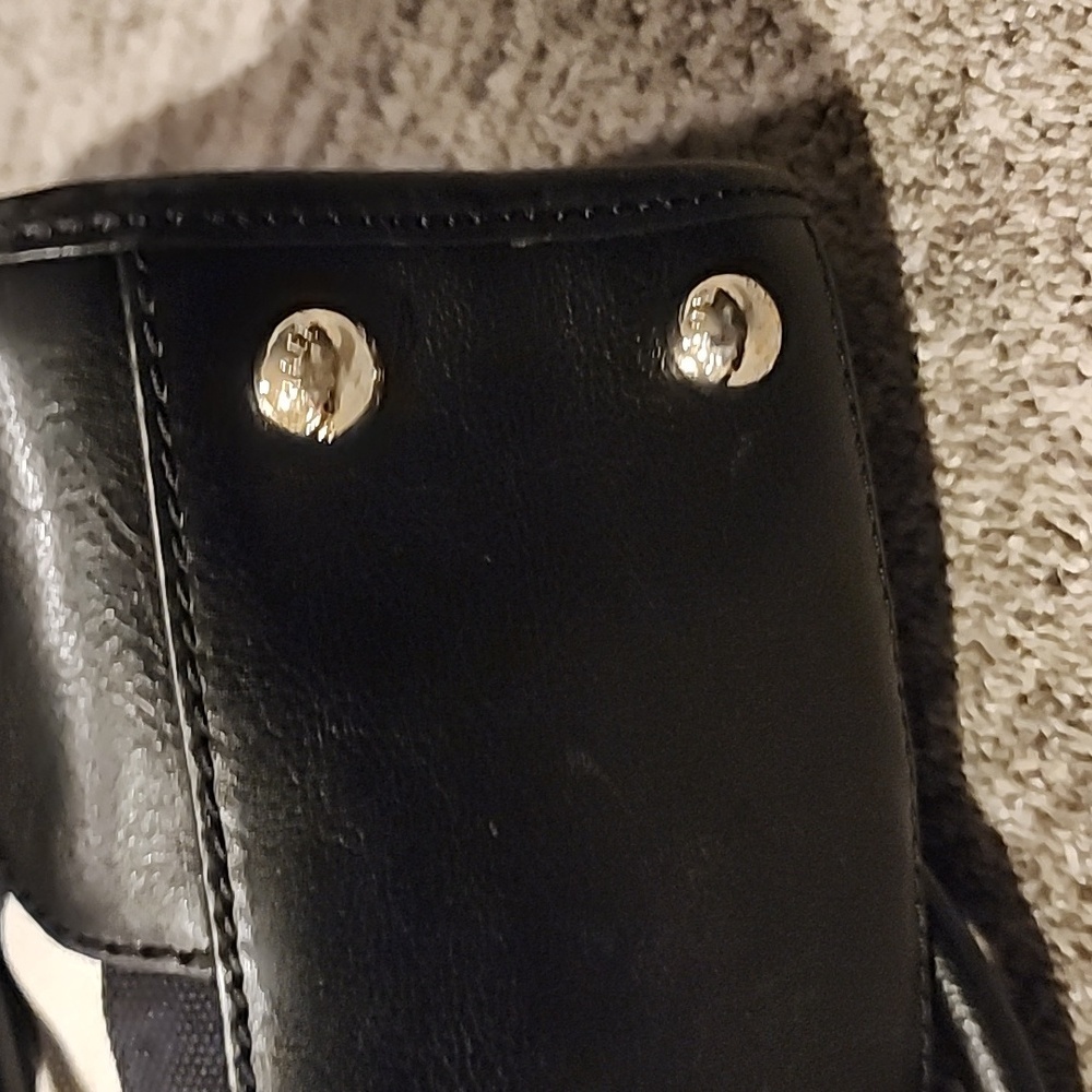 Michael kors Hamilton medium satchel cross body bag. Black/white/gold - Picture 7 of 16